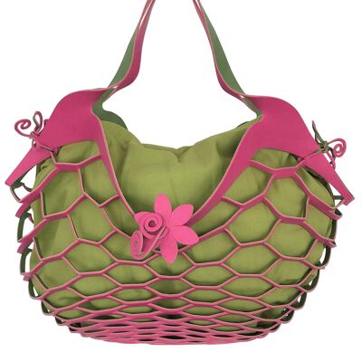 VINSTRIP® BAG - Handtasche im Netzdesign Pink/Olive