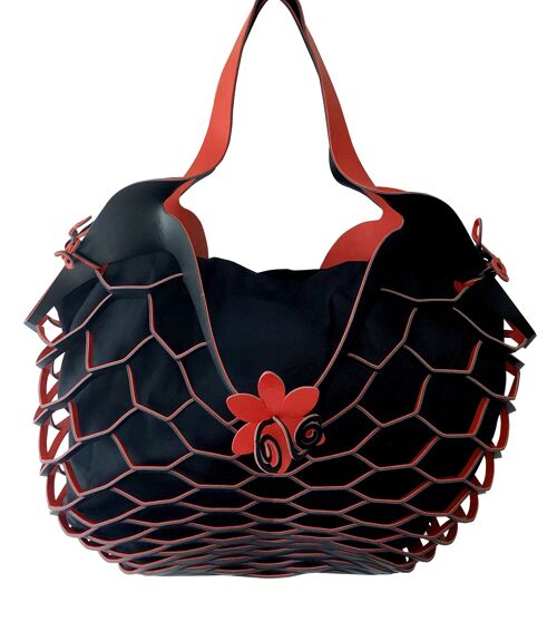 VINSTRIP® BAG - Handtasche im Netzdesign Rot/Schwarz