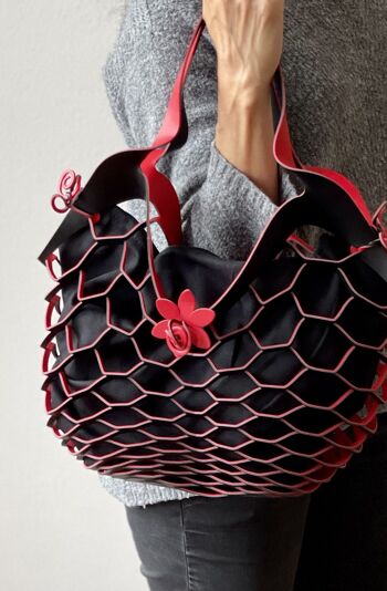 VINSTRIP® BAG - sac à main en maille design rouge / noir 2