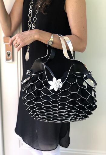 VINSTRIP® BAG - sac à main en maille design argent / noir 7