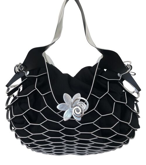 VINSTRIP® BAG - Handtasche im Netzdesign Silber/Schwarz