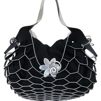 VINSTRIP® BAG - bolso de mano con diseño de malla plateado / negro