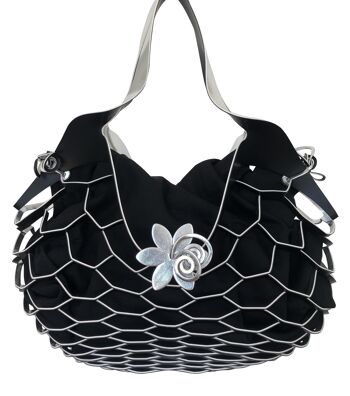 VINSTRIP® BAG - sac à main en maille design argent / noir 1