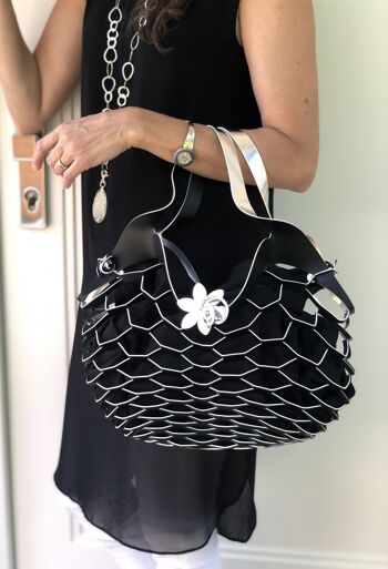 VINSTRIP® BAG - sac à main en maille design argent / noir 2