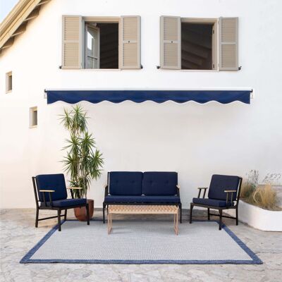 Koza Home Mist Navy Blue Single Garden Chair Black Skeleton 6004 Single