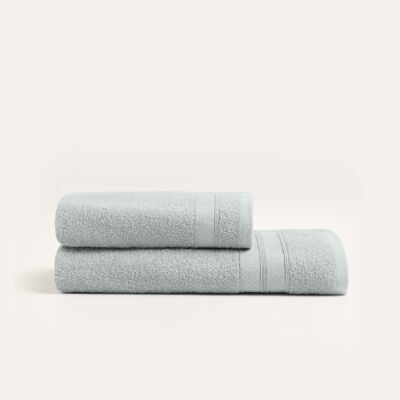 Koza Home Likya Ensemble de serviettes 2 pièces 100 % coton à bordure grise 1006A 90 x 150 - 50 x 90