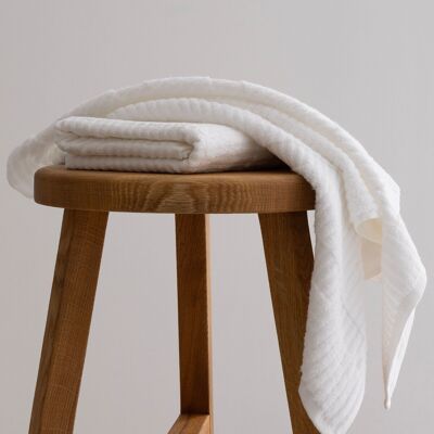 Koza Home Ensemble de 2 serviettes de bain en microfibre 100 % coton avec bordure blanche ivoire 50 x 90 - 70 x 140 1101A 50 x 90 - 70 x 140
