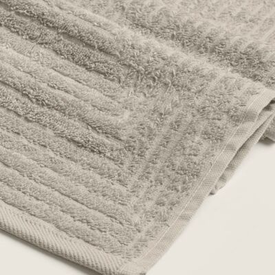 Koza Home Likya Ensemble de serviettes 2 pièces 100 % coton jacquard uni rayé vison 1036A 90 x 150 - 50 x 90
