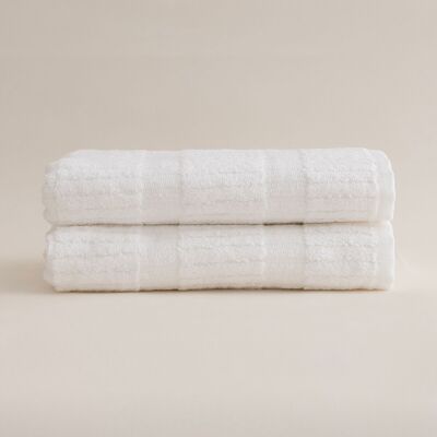 Koza Home Ensemble de 2 serviettes de toilette en microfibre 100 % coton avec bordure blanche ivoire 50 x 90 - 50 x 90 1107A 50 x 90 - 50 90