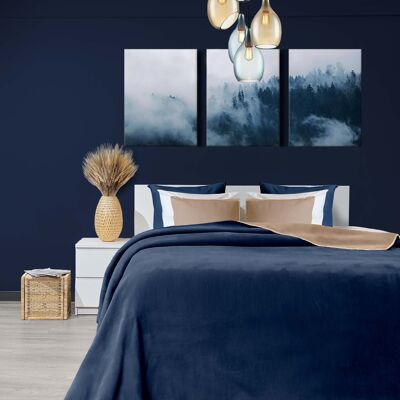 Manta individual de algodón suave Koza Home Twin, color azul café, 150 x 200 cm, 5008A