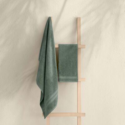 Koza Home Likya 100% Cotton Bordered Green 2-Piece Dowry Towel Set 1004A 90 x 150 - 50 x 90