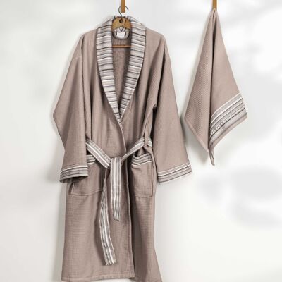Koza Home Limira 2 Piece Set Mink Cotton 1 Bathrobe SM 1 Dowry Towel 50x90 2228 SM