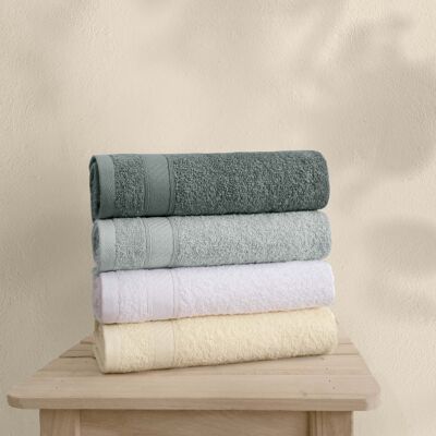 Koza Home Likya 100% Cotton Border 4-Piece Face Dowry Towel Set 1002A Standard