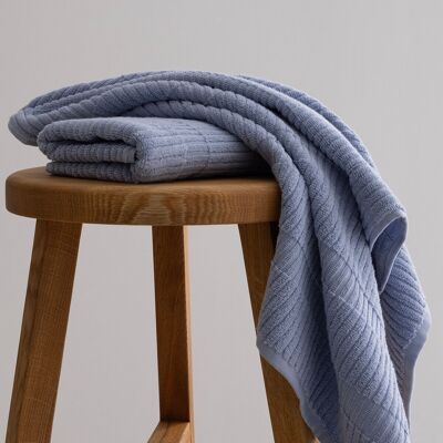 Koza Home Ivory Blue Border Micro Fiber 100% Cotton 2-Piece Bath Towel Set 50 X 90 - 70 X 140 1106A 50 x 90 - 70 x 140