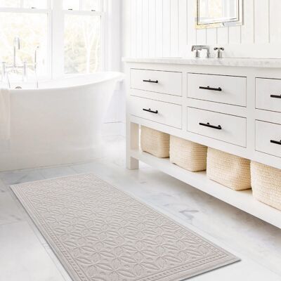 Alfombra de baño Koza Halı Country 100% algodón Kilim color crema para pasillo y entrada, 80 x 150 cm, 8597