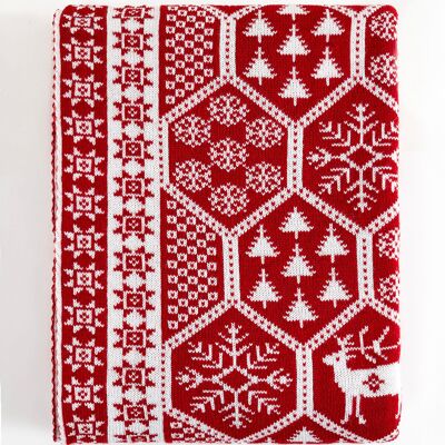 Manta de TV con estampado navideño de Año Nuevo rojo Koza Home Destino 130x170 2023