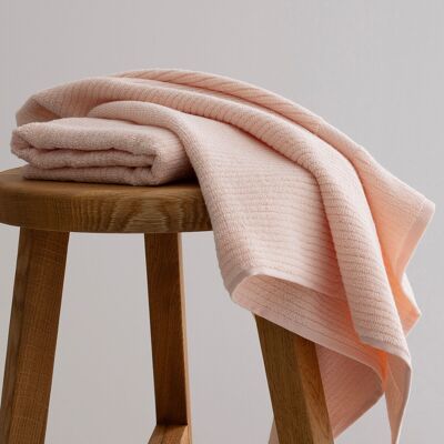 Koza Home Ivory Salmon Corduroy Micro Fiber 100% Cotton 2-Piece Bath Towel Set 50 X 90 - 70 X 140 1127A 50 90 - 70 x 140