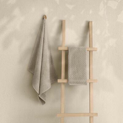 Koza Home Likya 100% Cotton Jacquard Border Mink 2-Piece Dowry Towel Set Cross Striped 1016A 90 x 150 - 50 x 90