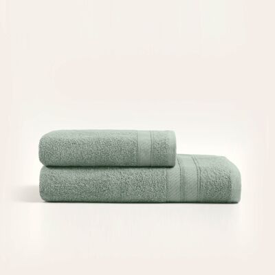 Koza Home Likya 100% Cotton Bordered Green 2-Piece Dowry Towel Set 1004A 70 x 140 - 50 x 90