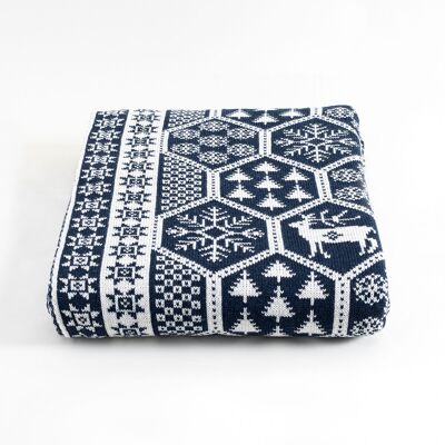 Manta de televisión con estampado navideño de Koza Home Destino, color azul, Año Nuevo, 130 x 170 cm (2022)