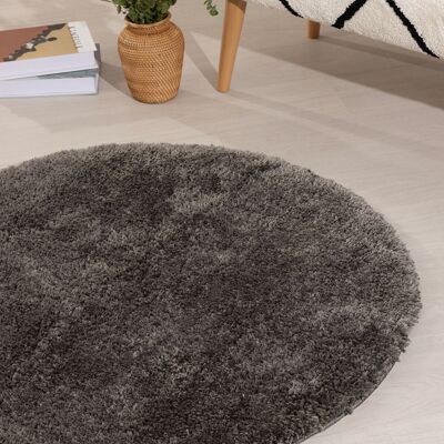 Tappetino da bagno Koza Home Douro Shaggy Smoke con base antiscivolo, cerchio 80 x 80 cm 80 x 80