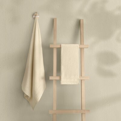 Juego de toallas Koza Home Likya 100 % algodón con borde en crema, 2 piezas, 1007A, 70 x 140 - 50 x 90