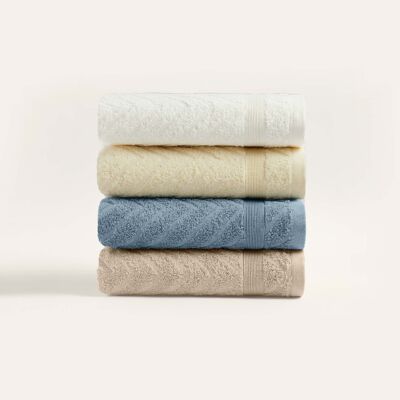 Juego de toallas faciales de 4 piezas Koza Home Likya 100 % algodón con borde de jacquard y diseño de espiga, 1023A estándar