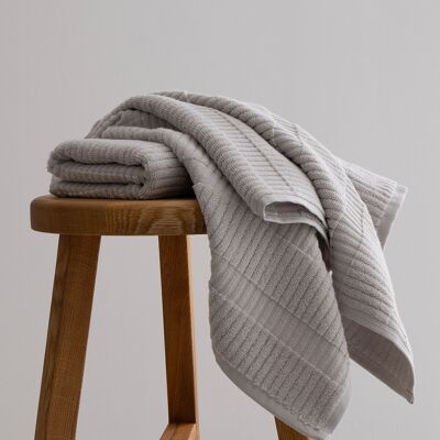 Juego de toallas de baño Koza Home de microfibra 100 % algodón con borde gris marfil (2 piezas, 50 x 90 - 70 x 140, 1102A)