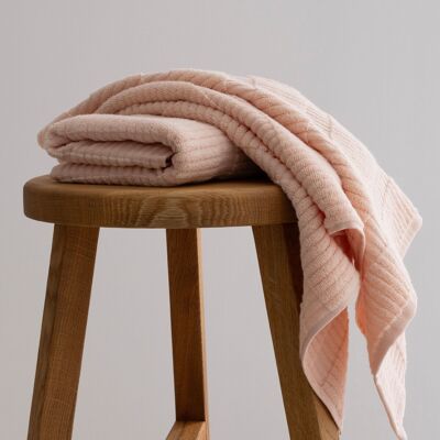 Juego de toallas de baño Koza Home de microfibra 100 % algodón con borde color salmón marfil (2 piezas, 50 x 90 - 70 x 140, 1103A)