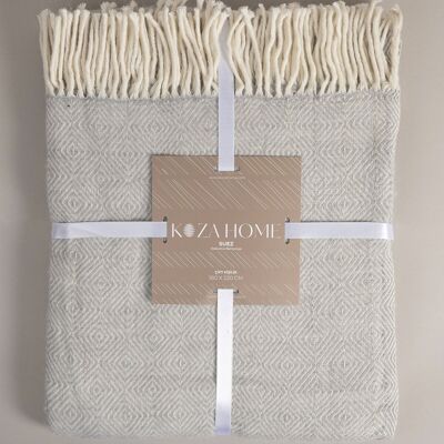 Couverture double en laine Koza Home Suez gris blanc 91249 180x220 cm Double