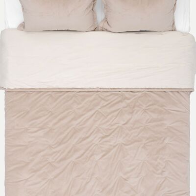 Couvre-lit double en velours beige Koza Home Elite 230 x 250 avec 2 oreillers 50 x 70 5023 230 x 250