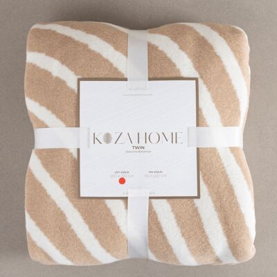 Coperta doppia Koza Home in morbido cotone, colore crema caffè, 200 x 220 cm, 5036A, matrimoniale
