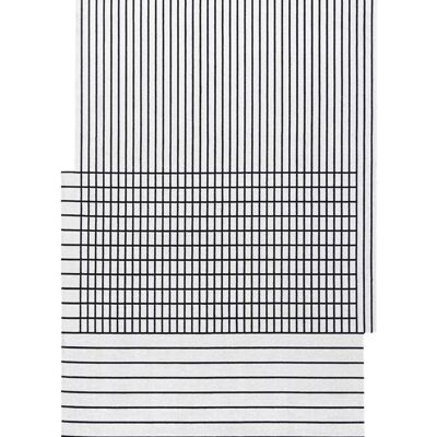 Koza Carpet Koza Premium Pearl Cream Black Carpet Living Room Bedroom Hallway Machine Made Carpet 51333K 200 x 290