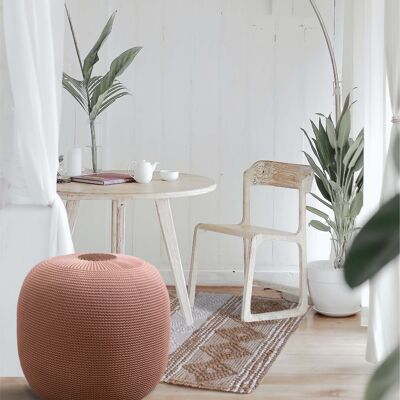 Pouf soffice lavorato a maglia Koza Home Salmone 8004 50 x 50