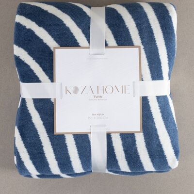 Manta individual de algodón suave Koza Home Twin, color azul crema, 150 x 200 cm, 5031A