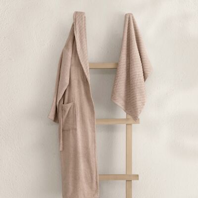 Koza Home Likya 100% cotone salmone Dowry Accappatoio Set di 2 1 Accappatoio 1 Asciugamano 1052A L-XL