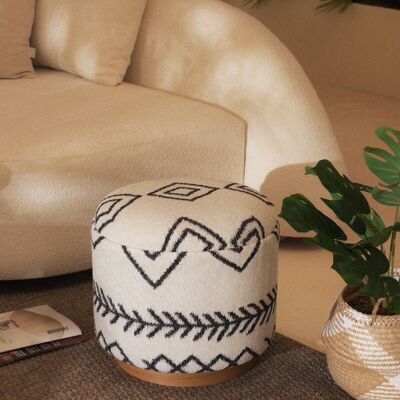 Pouf Koza Home Bliss nero con motivo etnico color crema 45 x 42 cm 4281 45 x 42