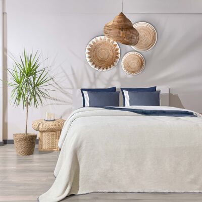 Manta doble de algodón suave Koza Home Twin Azul Crema 200 x 220 5009A Doble