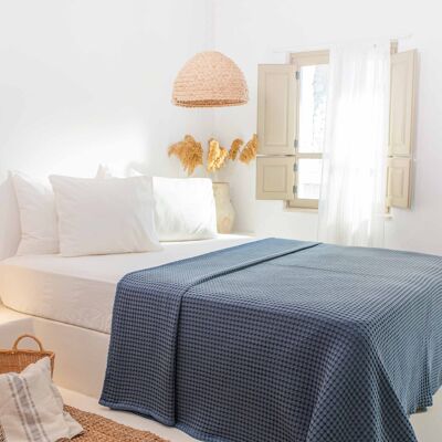 Manta Koza Home Mare 100% algodón azul tipo gofre, doble, 230 x 245 cm, 7500 A