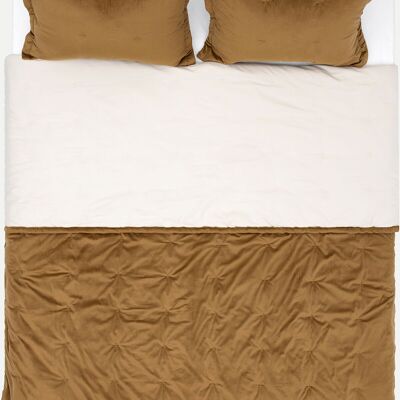 Couvre-lit double en velours moutarde Koza Home Elite 230 x 250, 2 oreillers 50 x 70, 5022, 230 x 250