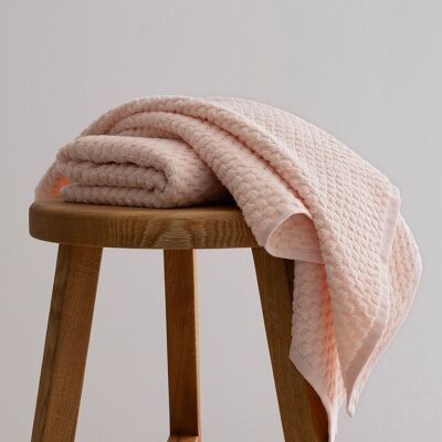 Koza Home Ivory Salmon Embossed Texture Micro Fiber 100% Cotton 2-Piece Bath Towel Set 50 X 90 - 70 X 140 1115A 50 x 90 - 70 x 140