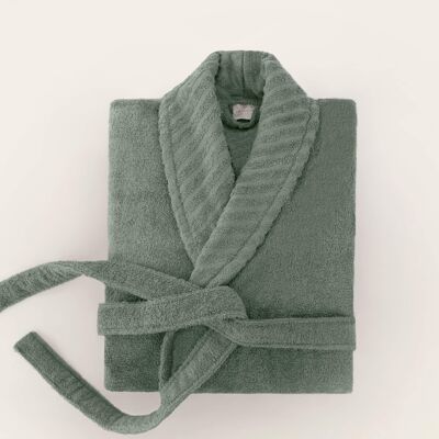 Koza Home Likya 100% cotone verde set di 2 accappatoi da doccia 1 accappatoio 1 asciugamano 1050A L-XL