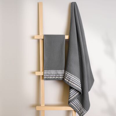 Koza Home Limira 2-Piece Anthracite Dowry Towel Set 50x90-90x150 2259 50 x 90 - 90 x 150