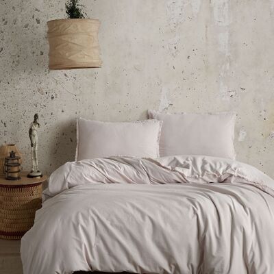 Juego de funda nórdica Koza Home Boho Plain Natural Cream 100 % algodón, cama doble, 200 x 220, 7036A