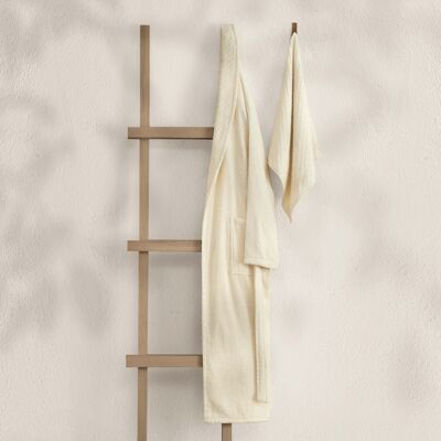 Koza Home Likya 100% cotone crema set di 2 accappatoi da sposa 1 accappatoio 1 asciugamano 1053A SM