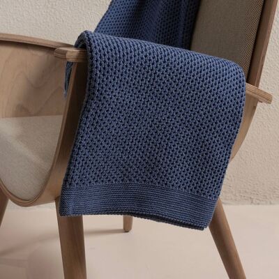 Couverture TV Koza Home Miel Indigo Edge Pompon 130x170 37117 130 x 170