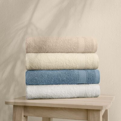 Koza Home Likya Ensemble de 4 serviettes de toilette 100 % coton avec bordure, standard 1001A