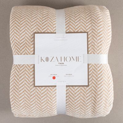 Manta doble Koza Home de algodón suave color crema café 200 x 220 5020A