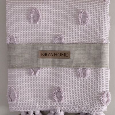 Manta con borlas de doble borde Wanda Lila de Koza Home, 220 x 240, 5025