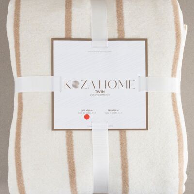 Manta doble Koza Home de algodón suave color crema café 200 x 220 5028A Doble